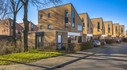 Modern family houses in a suburban area near Groningen, Netherlands