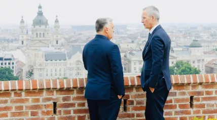Viktor Orban and Jens Stoltenberg during their meeting in Budapest on Wednesday, June 12. 