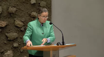 PVV MP Marjolein Faber during a debate on the Ministry of Justice and Security budget. 7 February 2024
