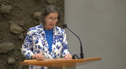 PVV parliamentarian Marjolein Faber during a Tweede Kamer debate on state of correctional facilities in the Netherlands, 21 May 2024