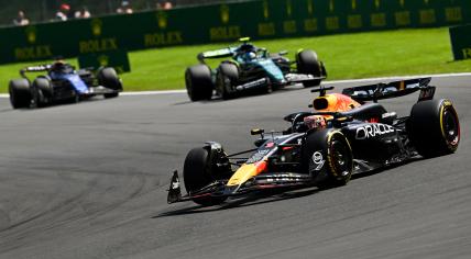 Red Bull Racing's Dutch driver Max Verstappen drives during the Formula One Belgian Grand Prix at the Spa-Francorchamps Circuit in Spa on July 28, 2024.