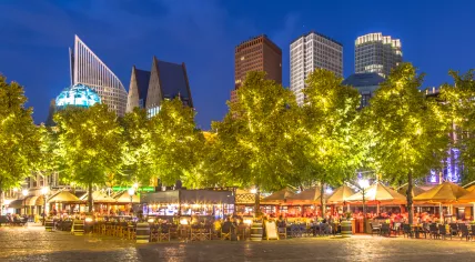Plein square in The Hague at night