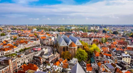 Aerial view of Zwolle from Peperbus tower in the center of the city