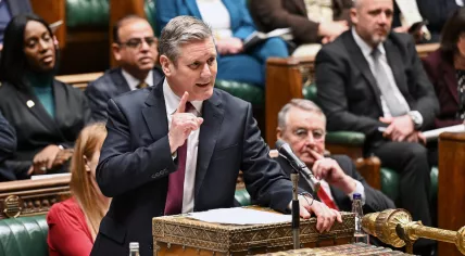 London, UK - Feb 07 2024: Keir Starmer talking and gesturing in the House of Commons, UK parliament in Westminster Palace