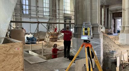 Archeologists working in the Nieuwe Kerk in Amsterdam, August 29, 2024.