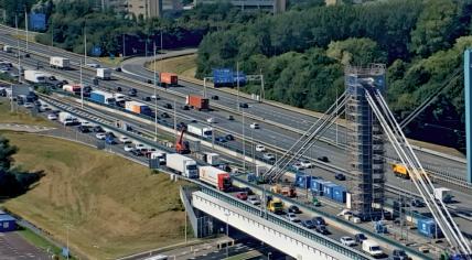 Traffic jammed south of Utrecht up on the A12 east of the A2 due to roadworks. 23 August 2024