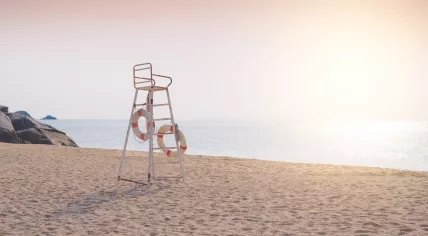 A lifeguard chair on the beach