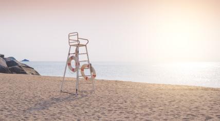 A lifeguard chair on the beach