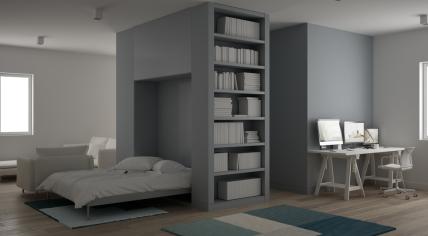 Small apartment with a foldaway bed