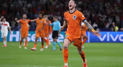 Wout Weghorst of Netherlands celebrate after his team won the UEFA EURO 2024 quarter-final game against Turkey at Olympiastadion in Berlin, Germany. 6 July 2024