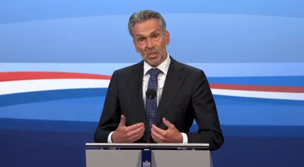 Prime Minister Dick Schoof during a press conference after the regular weekly Cabinet meeting. 16 August 2024