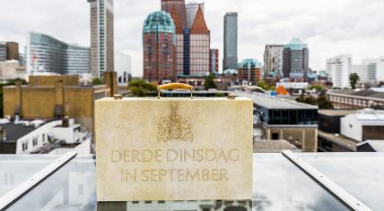 The ceremonial briefcase traditionally used by the finance minister to carry the Dutch Cabinet's budget proposal to the Tweede Kamer on Prinsjesdag. 7 Sept. 2017