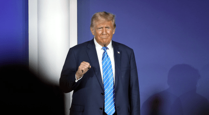 Donald Trump speaking with attendees at the Republican Jewish Coalition's 2023 Annual Leadership Summit at the Venetian Convention & Expo Center in Las Vegas, Nevada. 28 October 2023