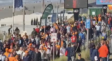 Formula 1 fans leave the Zandvoort Circuit after the practice sessions ahead of the 2024 Dutch Grand Prix. 23 August 2024