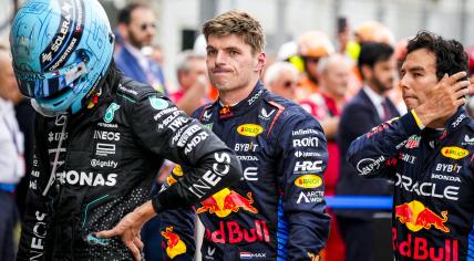 Max Verstappen (Red Bull Racing), Sergio Perez (Red Bull Racing) are disappointed after the Italian Grand Prix at the Monza circuit.