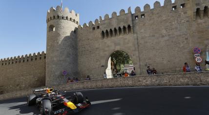 Dutch driver Max Verstappen of Red Bull Racing in action during the 2024 Formula One Grand Prix of Azerbaijan, at the Baku City Circuit in Baku, Azerbaijan, 15 September 2024.