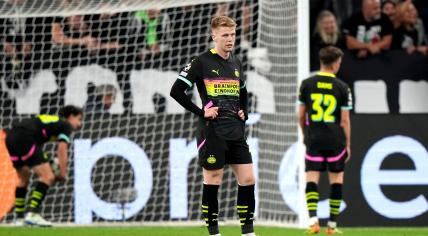  Jerdy Schouten of PSV Eindhoven disappointed after the 3-0 during the UEFA Champions League match between Juventus FC and PSV Eindhoven at Allianz Stadium on September 17, 2024 in Turin, Italy.