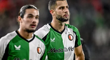 September 28, 2024, Nijmegen, North Rhine-Westphalia, Netherlands: Feyenoord player David Hancko, during the match NEC - Feyenoord at the Stadium de Goffert for the Dutch eredivisie season 2024-2025 in NIJMEGEN, Netherlands on 28 september 2024