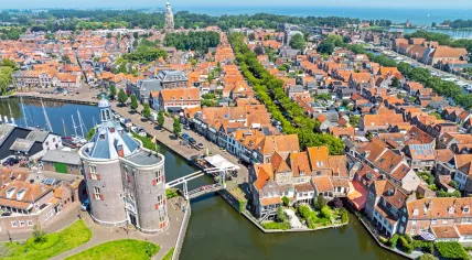 Aerial from the city Enkhuizen in the Netherlands