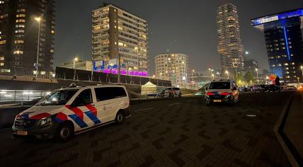 Police at the scene of a knife attack at the Erasmus Bridge in Rotterdam. A man stabbed two people, killing one and severely hurting the other. 19 September 2024