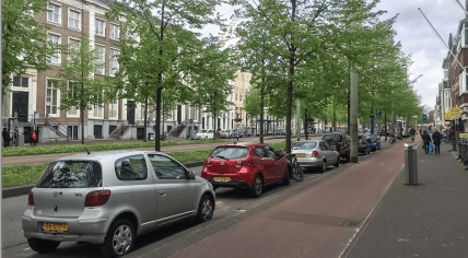 Cars parked on a street in The Hague