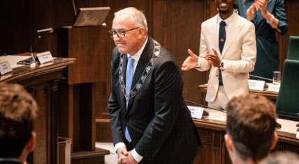 Ahmed Aboutaleb at his last city council meeting as the mayor of Rotterdam, 26 September 2024