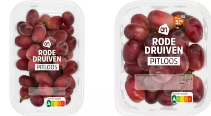 Package of red seedless grapes from Albert Heijn.