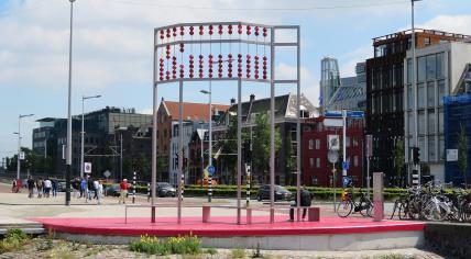 AIDS monument by Jean Michel Othoniel on De Ruijterkade in Amsterdam