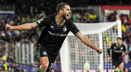 David Hancko of Feyenoord during the second round of new format of the UEFA Champions League 2024/2025. The match was played between Girona FC and Feyenoord at Estadi Montilivi on 2 October 2024 in Girona, Spain. 