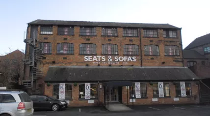 A Seats and Sofas commercial building in Worcester, England.