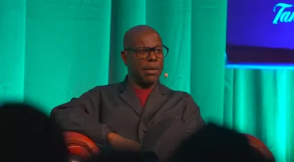 Film director Steve McQueen on stage during the Dublin International Film Festival. 27 February 2024