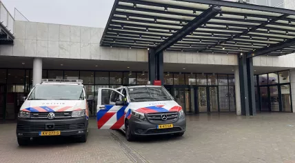 Police vehicles parked outside of City Hall in Amsterdam. 8 November 2024