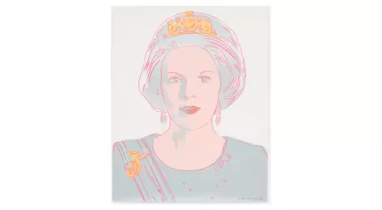 Queen Beatrix of the Netherlands, one of a series from Andy Warhol’s 1985 work, Reigning Queens