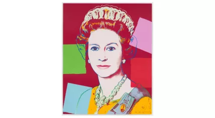 Queen Elizabeth II of the United Kingdom, one of a series from Andy Warhol’s 1985 work, Reigning Queens