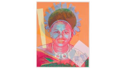 Queen Ntombi Twala of Swaziland, one of a series from Andy Warhol’s 1985 work, Reigning Queens