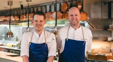 Chefs Max Natmessing (left) and Marco Prins (right) of Chef's Table At Brooklyn's Far