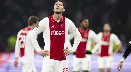 Wout Weghorst of Ajax is disappointed during the UEFA Europa League match between AFC Ajax Amsterdam and SS Lazio Roma at Johan Cruijff ArenA on December 12, 2024 in Amsterdam, Netherlands.