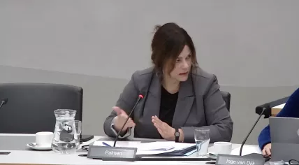 Sandra Palmen during a committee meeting about whistleblowers in the Tweede Kamer. 3 December 2024