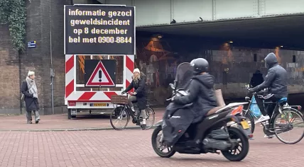 Police ask for information about a fatal stabbing on Pontanusstraat in Amsterdam Oost on 8 December 2024. Photo taken on 10 December 2024