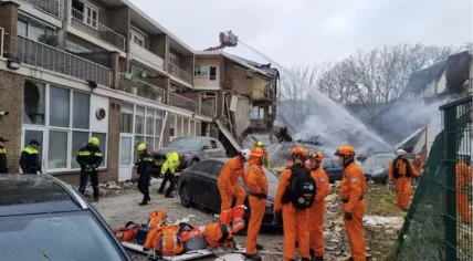 Rescue work is being done on Tarwekamp, The Hague, following a major fire& explosion
