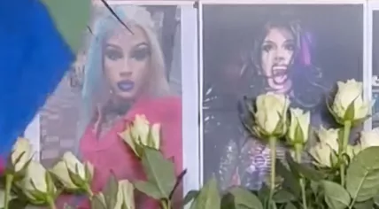 A memorial in Zaandam for Venezuelan refugee William Caseres, also known in the drag community as "Alyssa", who was found killed. 27 Jan. 2025