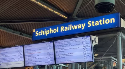 Train schedule, Schiphol Railway Station, Nov. 5, 2024.