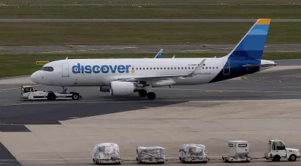 An Airbus A330 from Lufthansa subsidiary Discover Airlines on the ground at the Frankfurt Airport in Germany. 28 March 2024