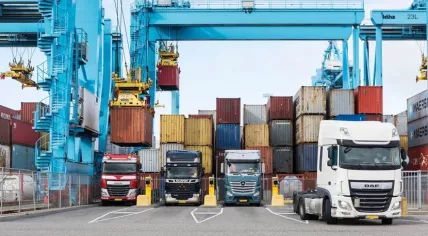 Trucks screened during an inspection at the Rotterdam Port, which uncovered 33 sea containers filled with undeclared lead-acid batteries set for disposalTrucks screened during an inspection at the Rotterdam Port, which uncovered 33 sea containers filled with undeclared lead-acid batteries set for disposal