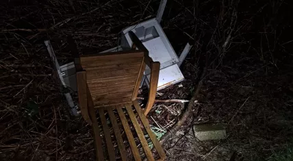 Chairs, bricks, and other items that were thrown onto the track at Heerenveen IJsstadion on January 28, 2025.