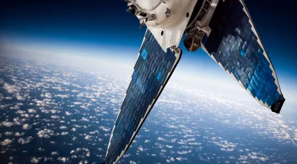 A satellite in orbit around Earth.