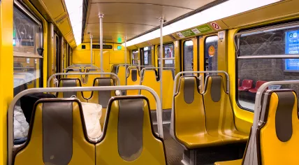 Inside a metro car.