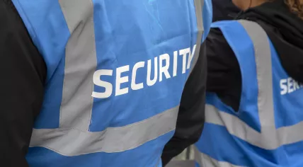 Security guards working during the Amsterdam Canal Pride Parade on 5 Aug. 2023.