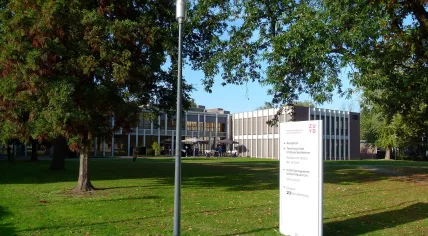 Sign pointing to the Hotel Management School Maastricht in Maastricht, 23 October 2019