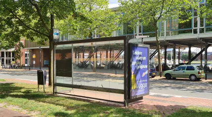Bus stop KNSM-laan on KNSM Island, Eastern Docklands, Amsterdam, the Netherlands.